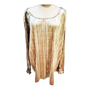 Ava & Viv Plus Size Gold Metallic Ruffle Cuff Blouse Size 4X NWT